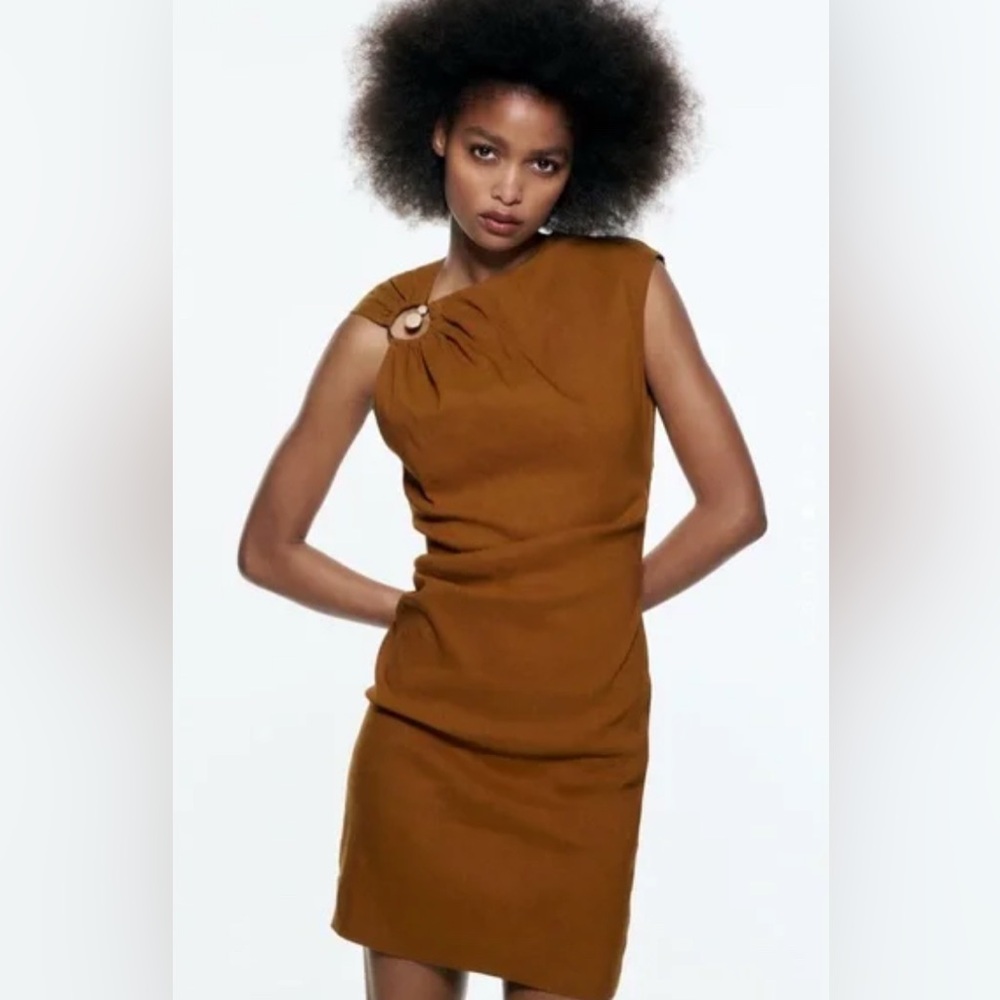 Zara Brown tan dress women’s L